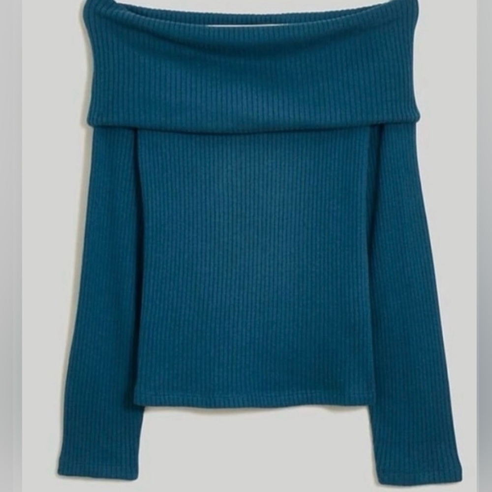 Madewell Teal Off Shoulder Sweater Medium